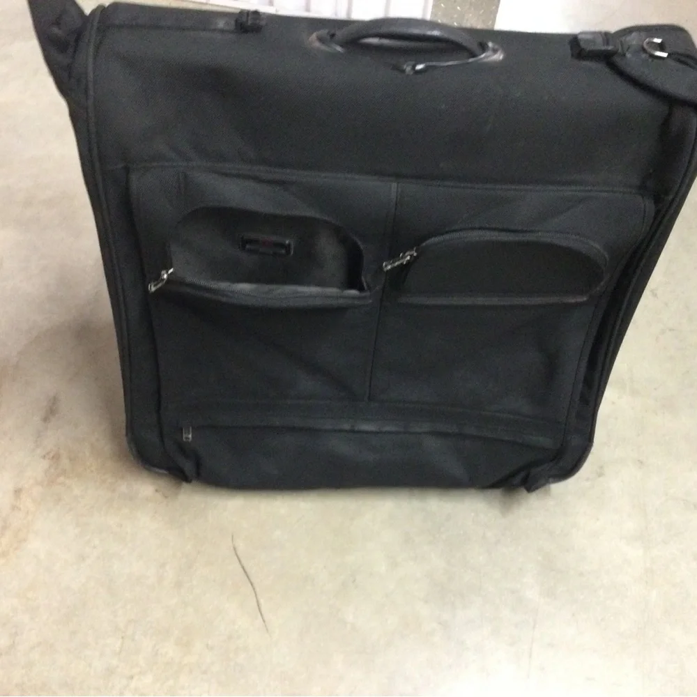 Men's Black Travel Garment Bag with Front Zip Pockets